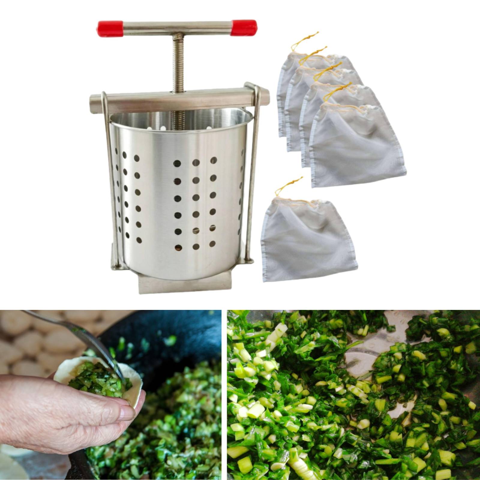 Kitchen Gadgets Dumpling Maker - Manueller Entsafter aus Edelstahl, Haushalts-Obstsaftbereiter, Gemüse-Dehydrator,